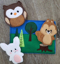 Felt finger puppet animal - Woodland Animal quiet book page -  Gift for kids - habitat - forest animals - learning toy - animals and biomes (ONLINE ORDER ONLY)