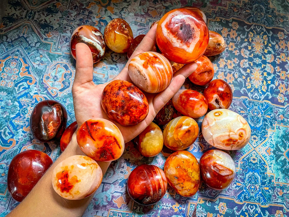 Ethically Sourced carnelian crystal Palm Stone (ONLINE ORDER ONLY)