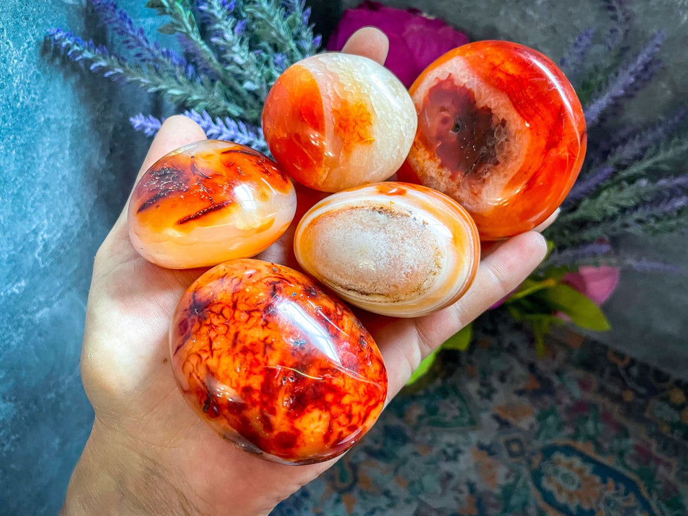 Ethically Sourced carnelian crystal Palm Stone (ONLINE ORDER ONLY)