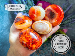 Ethically Sourced carnelian crystal Palm Stone (ONLINE ORDER ONLY)