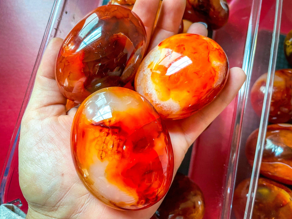 Ethically Sourced carnelian crystal Palm Stone (ONLINE ORDER ONLY)