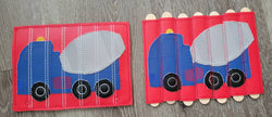 Cement Truck Stick Puzzle -  toddler quiet book page-  Seven Pieces - motor skills -  classroom - educational - Busy Bag - Activity Bag (ONLINE ORDER ONLY)