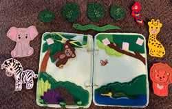 Jungle Animal Toddler Quiet Book - Busy Book - Zoo Animal Activity Book - Gift for Toddler - Animal Finger Puppets - Educational Quiet Book (ONLINE ORDER ONLY)