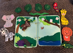 Jungle Animal Toddler Quiet Book - Busy Book - Zoo Animal Activity Book - Gift for Toddler - Animal Finger Puppets - Educational Quiet Book (ONLINE ORDER ONLY)