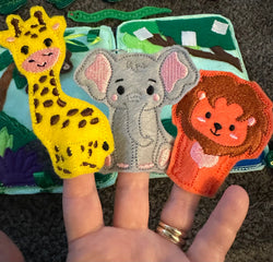 Jungle Animal Toddler Quiet Book - Busy Book - Zoo Animal Activity Book - Gift for Toddler - Animal Finger Puppets - Educational Quiet Book (ONLINE ORDER ONLY)