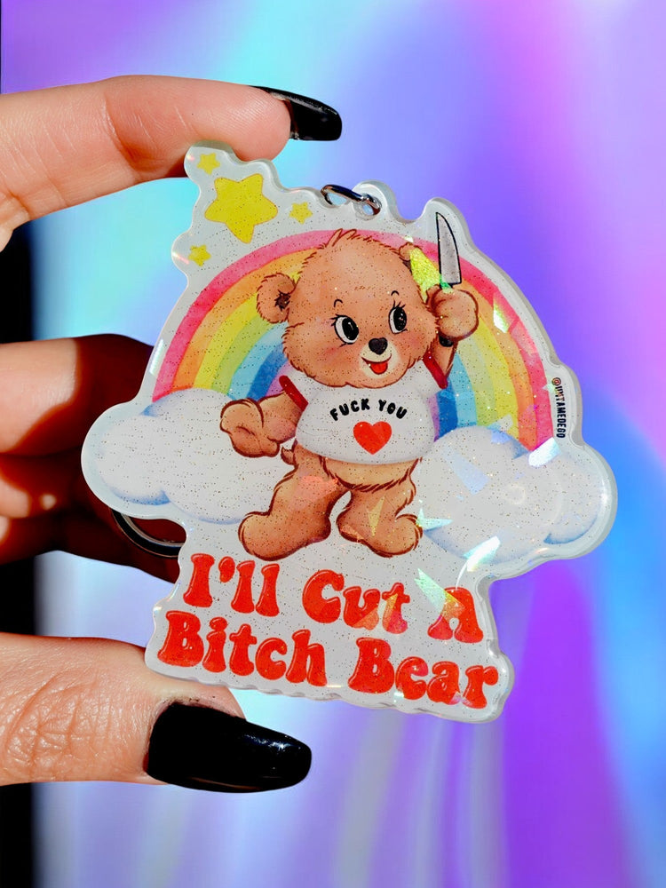 I'll Cut A Bitch Bear Lolly The Bear Holographic Keychain (Online Order Only)