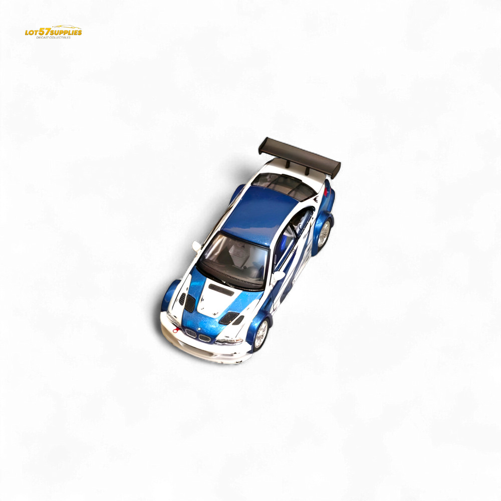 (Pre-Order) Ghost Player BMW E46 M3 GTR - White Blue Comic NFS Livery 1:64 (ONLINE ORDER ONLY)