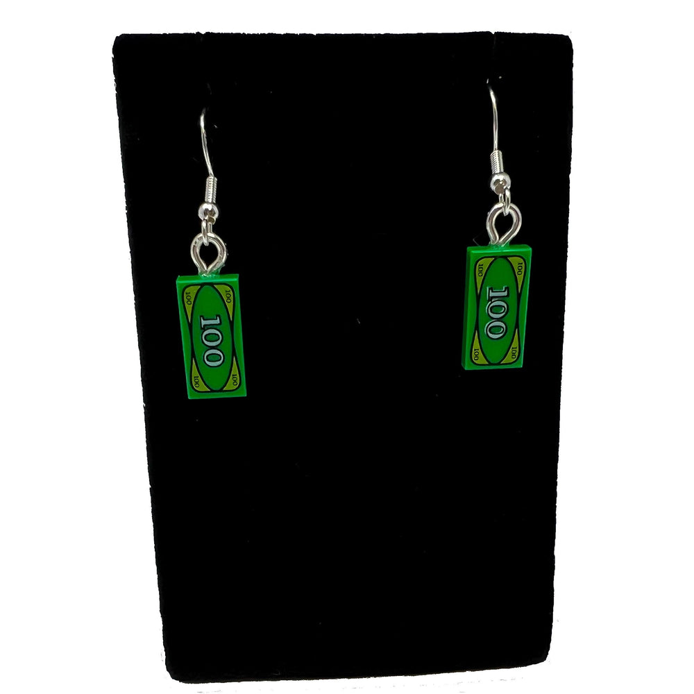 B3 Customs® $100 Bill Earrings made from LEGO Bricks (Online Order Only)
