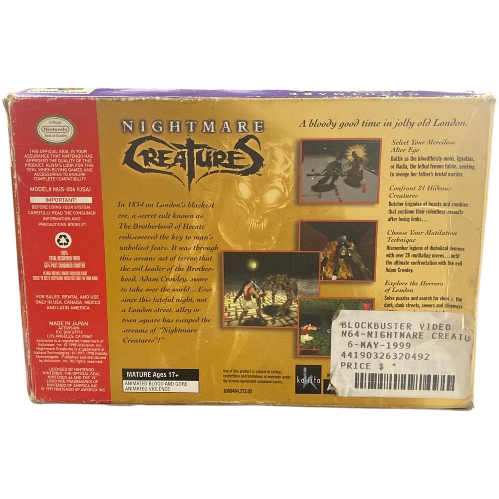 Nightmare Creatures - Nintendo 64 (Online Order Only)
