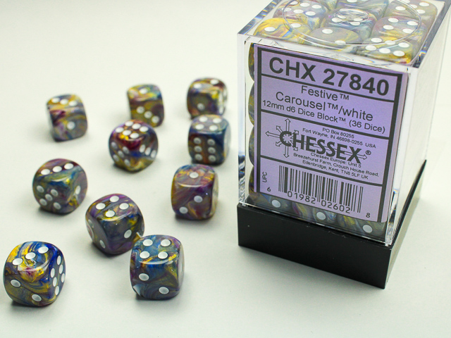 Chessex: Polyhedral Festive Dice sets - 12MM D6 (Online Order Only)