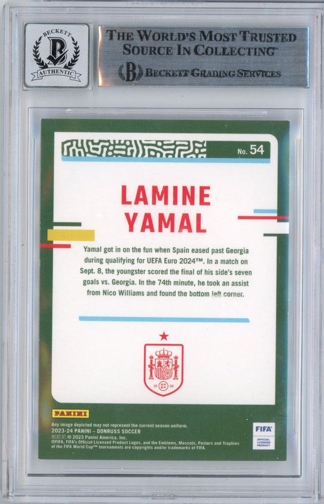 Graded 2023 Panini Donruss Lamine Yamal #LAMINE Signed Rookie RC Soccer Card Beckett BAS BGS Auto 10 (ONLINE ORDER ONLY)