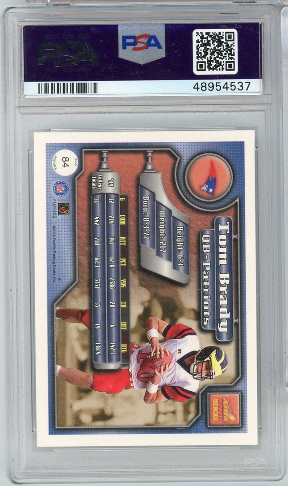 Graded 2000 Pacific Aurora Tom Brady #84 Rookie RC Football Card PSA 8 NM-MT (ONLINE ORDER ONLY)
