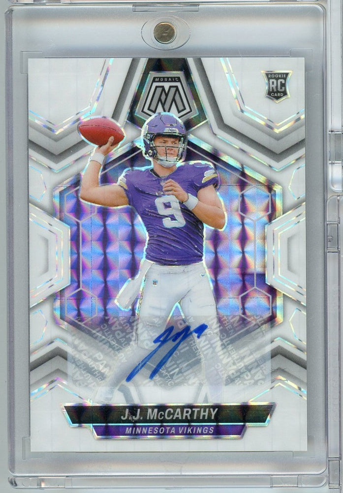 2024 Panini Mosaic White JJ McCarthy #310 /25 Auto Rookie RC Football Card (ONLINE ORDER ONLY)