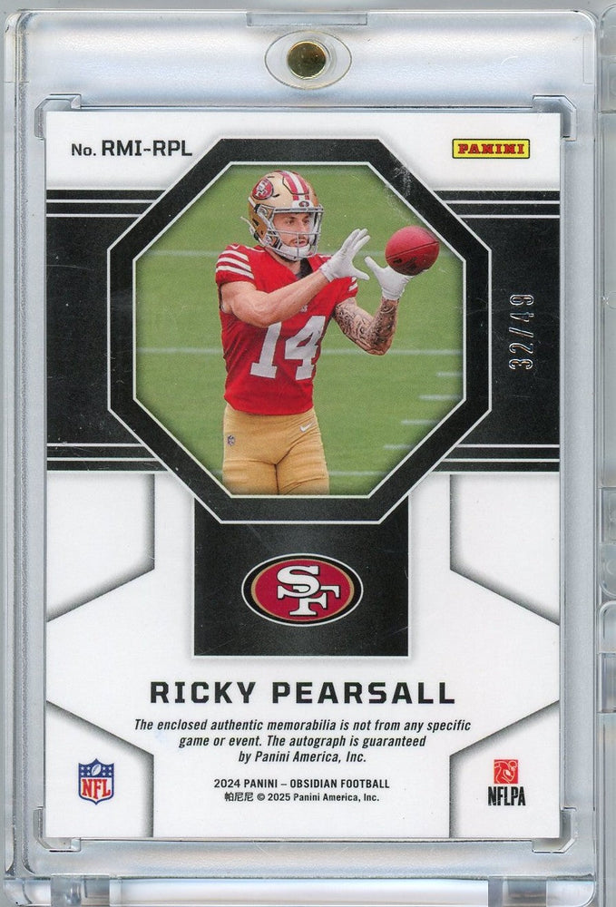 2024 Panini Obsidian Ricky Pearsall #RMIRPL RPA Auto /49 Rookie RC Football Card (ONLINE ORDER ONLY)