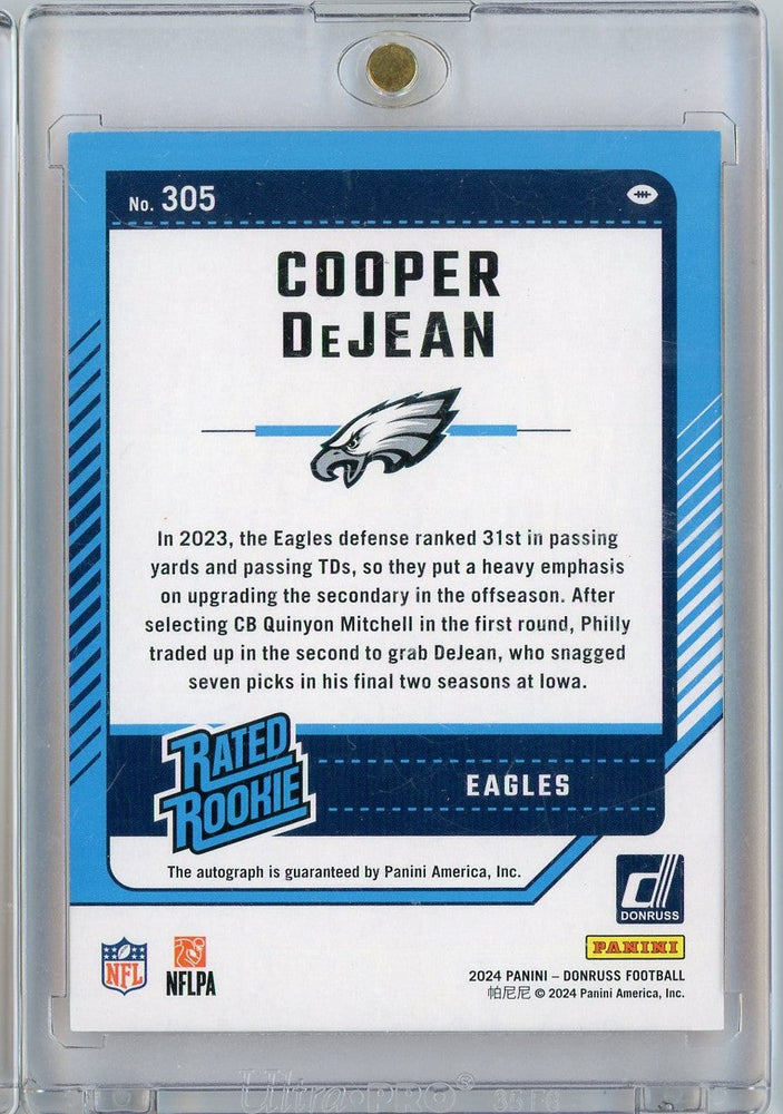 2024 Panini Donruss Orange Parallel Cooper DeJean #305 Auto Rookie RC Football Card (ONLINE ORDER ONLY)