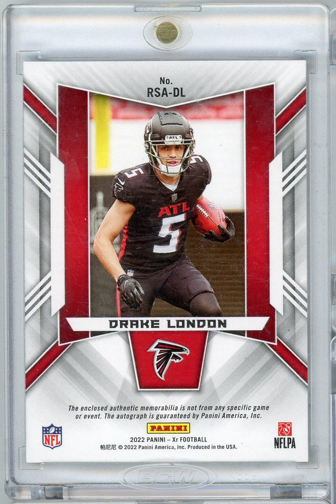 2022 Panini XR Gold Drake London #RSA-DL #'d 10/10 RPA Auto Rookie RC Football Card (ONLINE ORDER ONLY)