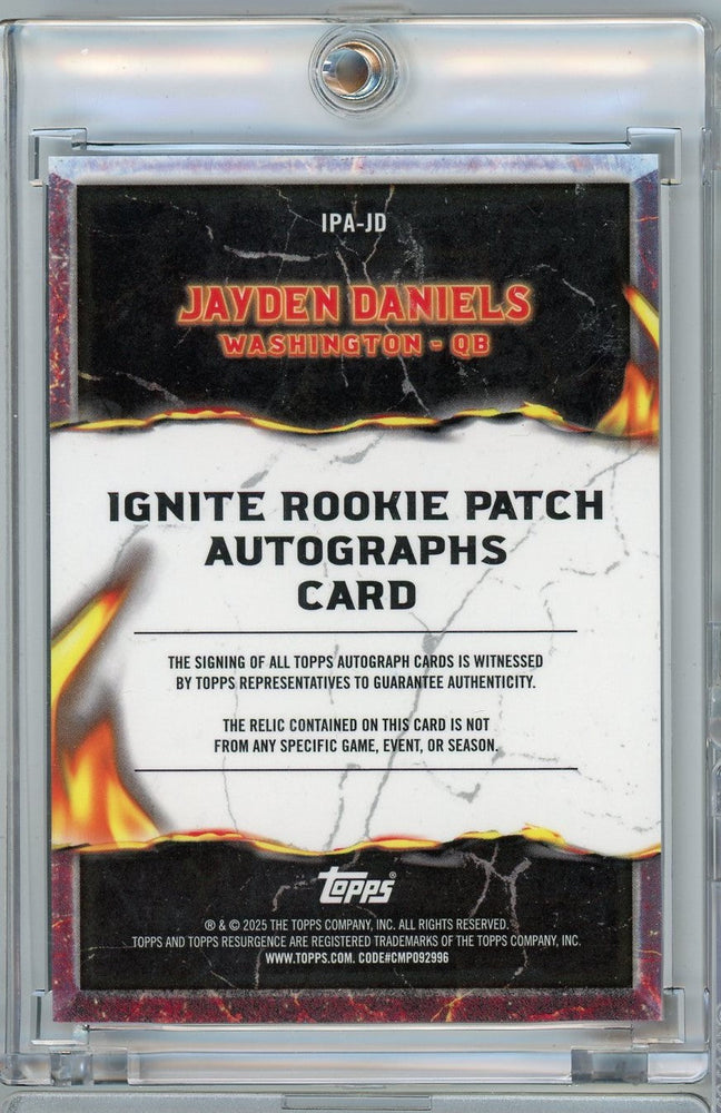 2024 Topps Resurgence Jayden Daniels #IPA-JD Ignite Rookie Patch Autograph RPA /125 Rookie RC Football Card (ONLINE ORDER ONLY)