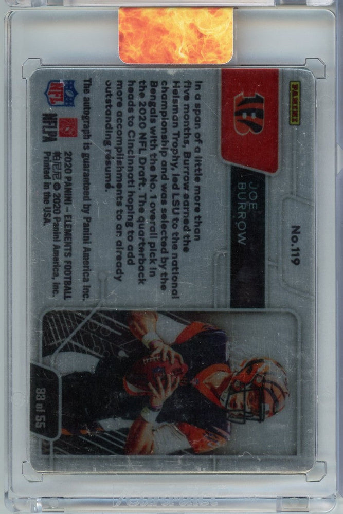 2020 Panini Elements Joe Burrow #119 Rookie Auto /55 Rookie RC Football Card (ONLINE ORDER ONLY)