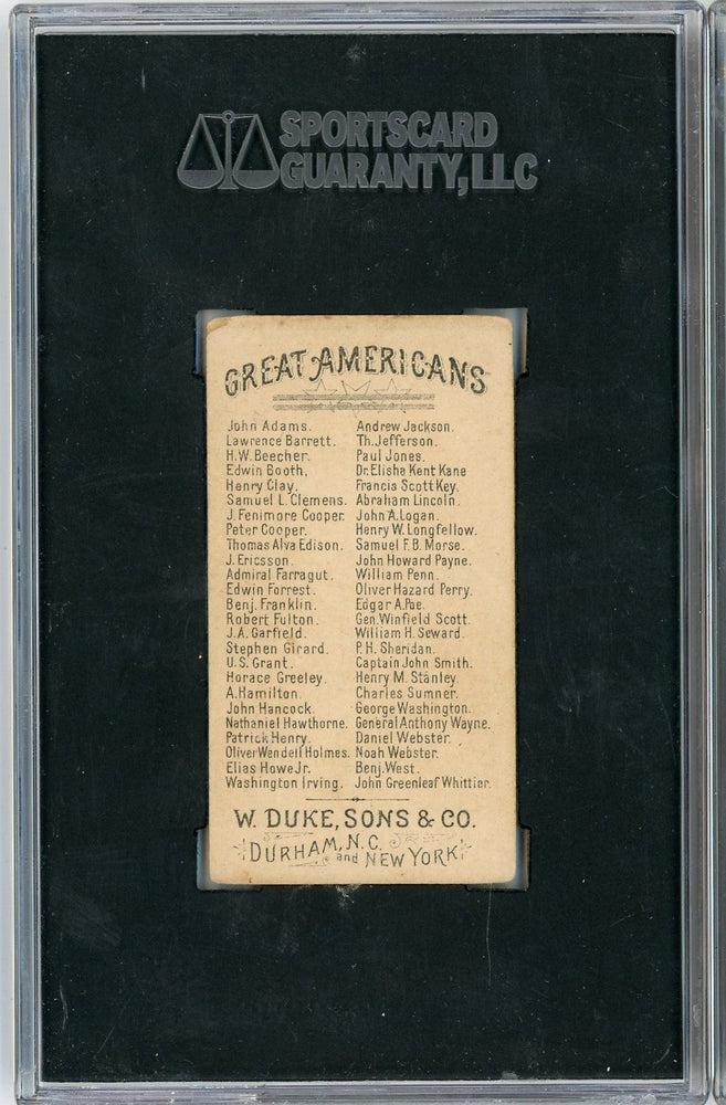 Graded 1888 N76 W. Duke, Sons & Co. Great Americans #BW Benjamin West Baseball Tobacco Card SGC 4 (ONLINE ORDER ONLY)