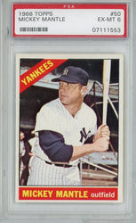 Graded 1966 Topps Mickey Mantle #50 Baseball Card PSA 6 EX-MT (ONLINE ORDER ONLY)