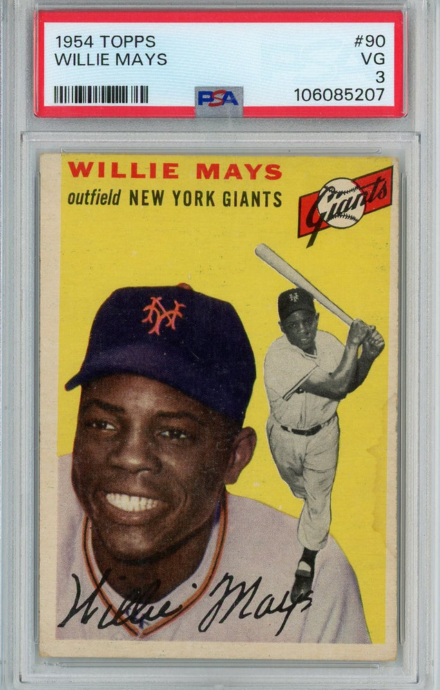 Graded 1954 Topps Willie Mays #90 Baseball Card PSA 3 Very Good (ONLINE ORDER ONLY)