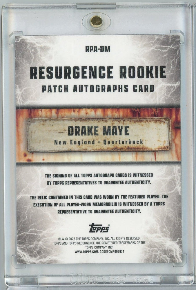 2024 Topps Resurgence Drake Maye #RPA-DM Purple Resurgence Rookie Patch Auto 03/75 Rookie RC Football Card (ONLINE ORDER ONLY)