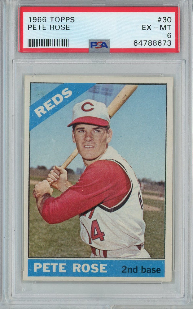 Graded 1966 Topps Pete Rose #REDS Baseball Card PSA 6 Excellent-Mint (ONLINE ORDER ONLY)