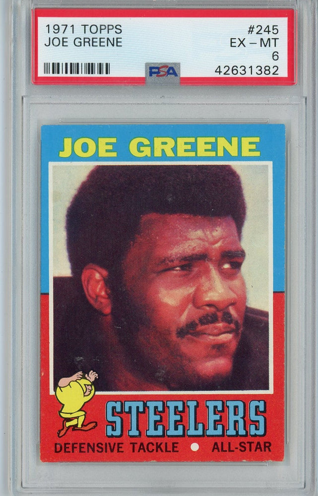 Graded 1971 Topps Joe Greene #STEELERS Rookie RC Football Card PSA 6 EX-MT (ONLINE ORDER ONLY)