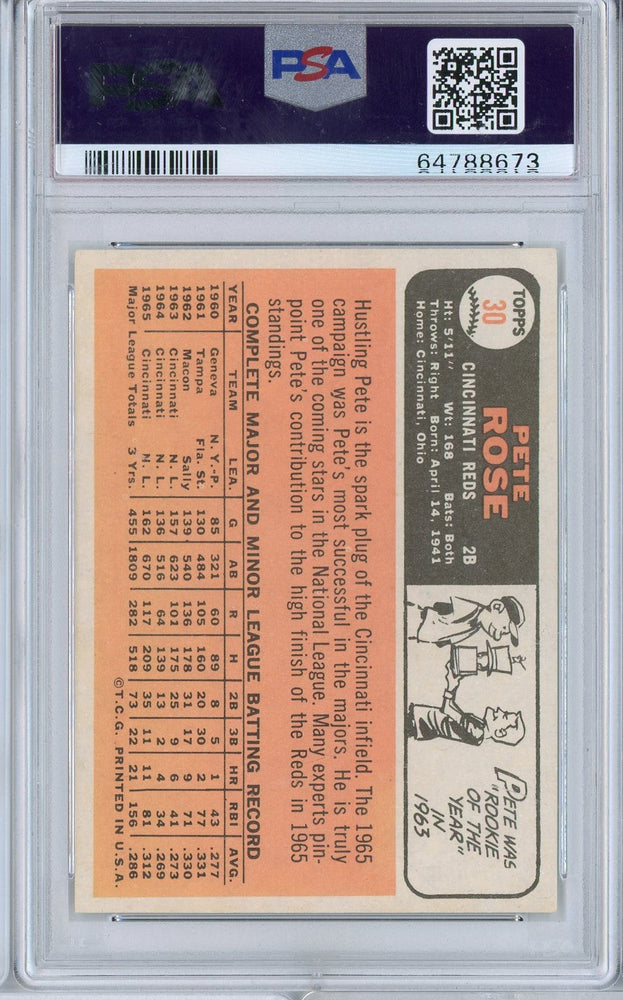 Graded 1966 Topps Pete Rose #REDS Baseball Card PSA 6 Excellent-Mint (ONLINE ORDER ONLY)