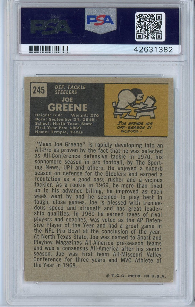 Graded 1971 Topps Joe Greene #STEELERS Rookie RC Football Card PSA 6 EX-MT (ONLINE ORDER ONLY)