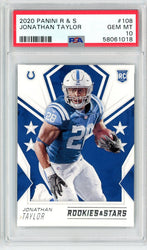Graded 2020 Panini Rookies & Stars Jonathan Taylor #108 Rookie RC Football Card PSA 10 Gem Mint (ONLINE ORDER ONLY)