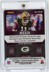 2023 Panini Plates & Patches Jayden Reed #RSSJRE Auto /300 Green Bay Packers Rookie RC Football Card (ONLINE ORDER ONLY)