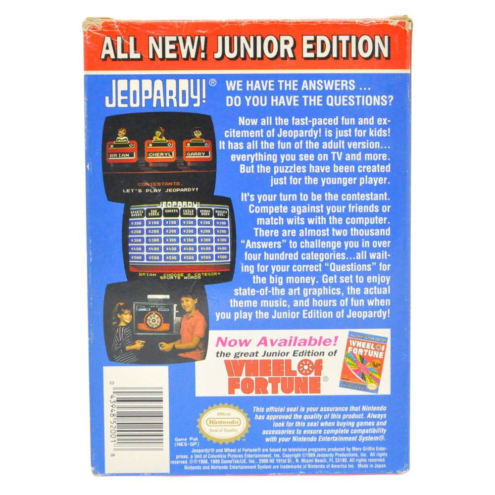 NES Cart Complete in Box - Jeopardy! Junior Edition (Online Order Only)