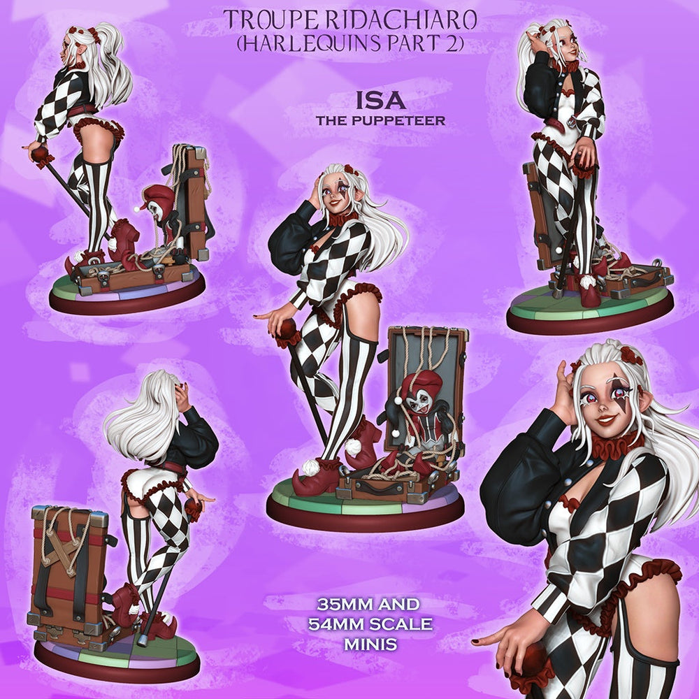 Isa the Puppeteer – Harlequin Bard – Resin Tabletop Miniature (ONLINE ORDER ONLY)