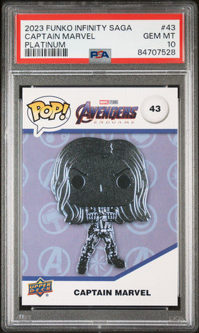 2023 UPPER DECK FUNKO POP MARVEL  CAPTAIN MARVEL PLATINUM #43  PSA 10 (Online Order Only)
