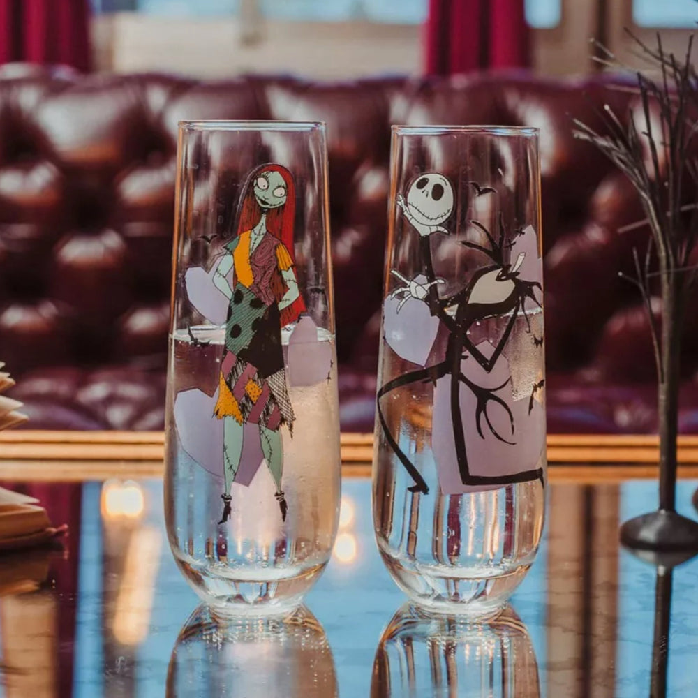 Jack and Sally Nightmare Before Christmas Stemless Wine Glass Set (ONLINE ORDER ONLY)