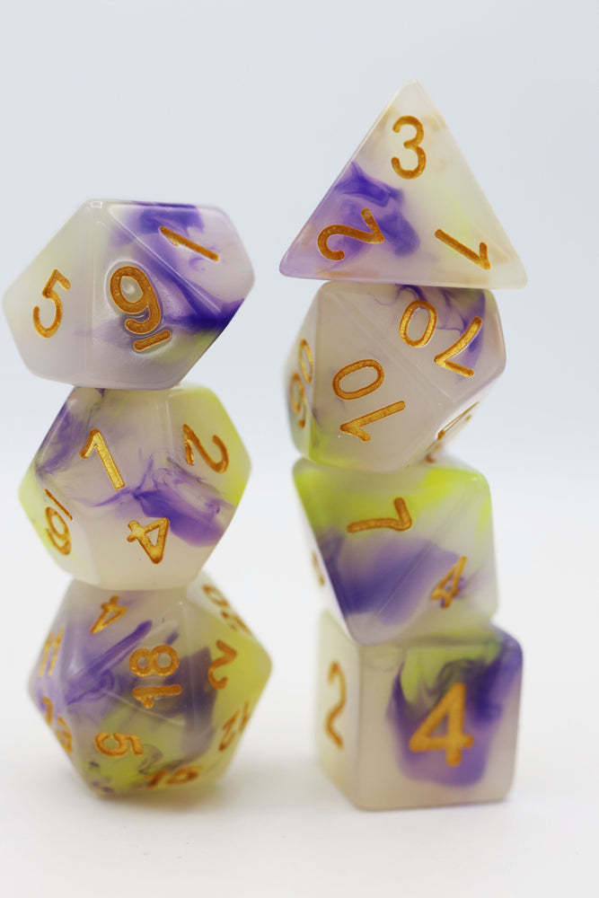 Yellow & Purple Jade RPG Dice Set (ONLINE ORDER ONLY)