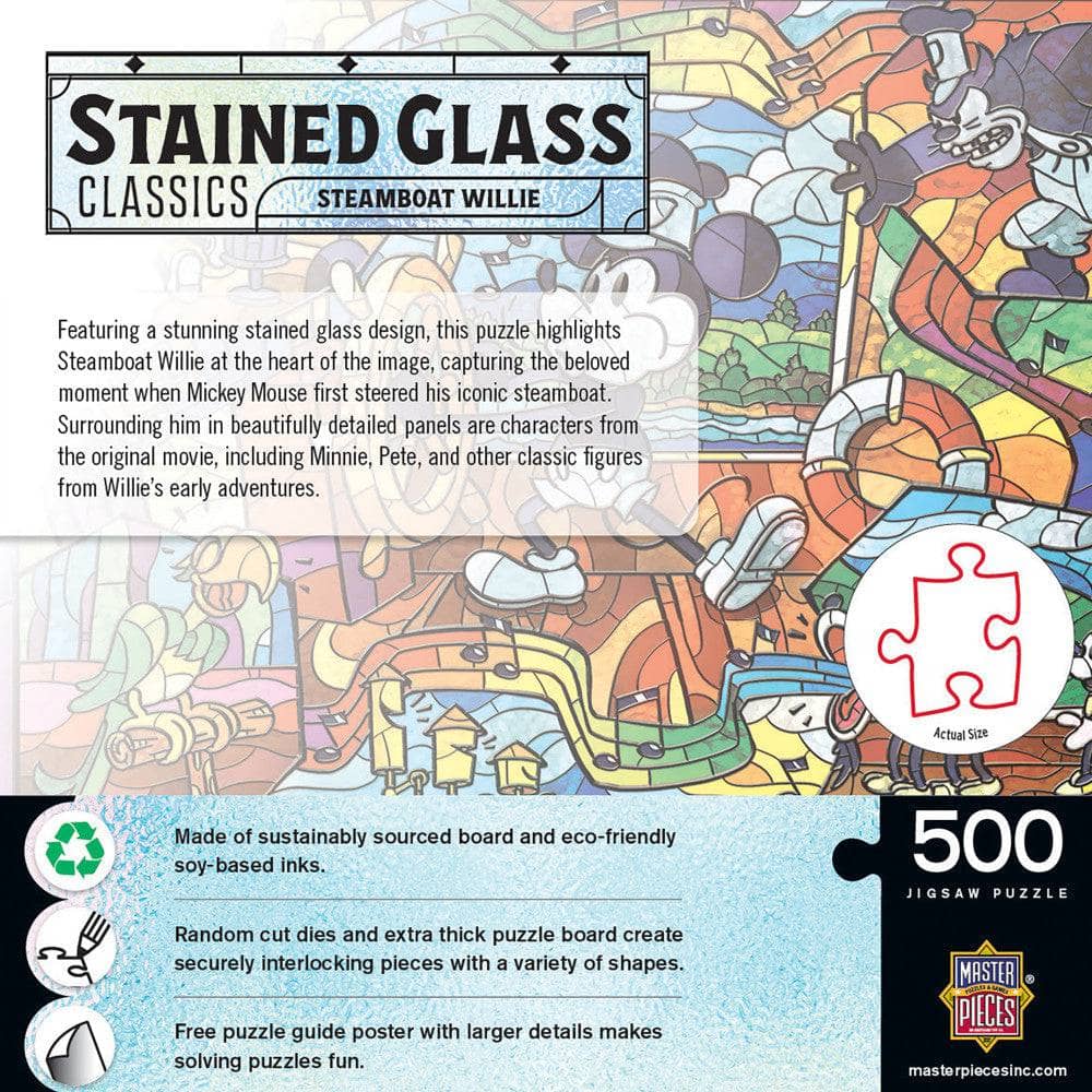 Stained Glass - Steamboat Willie 500 Piece Jigsaw Puzzle