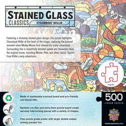 Stained Glass - Steamboat Willie 500 Piece Jigsaw Puzzle
