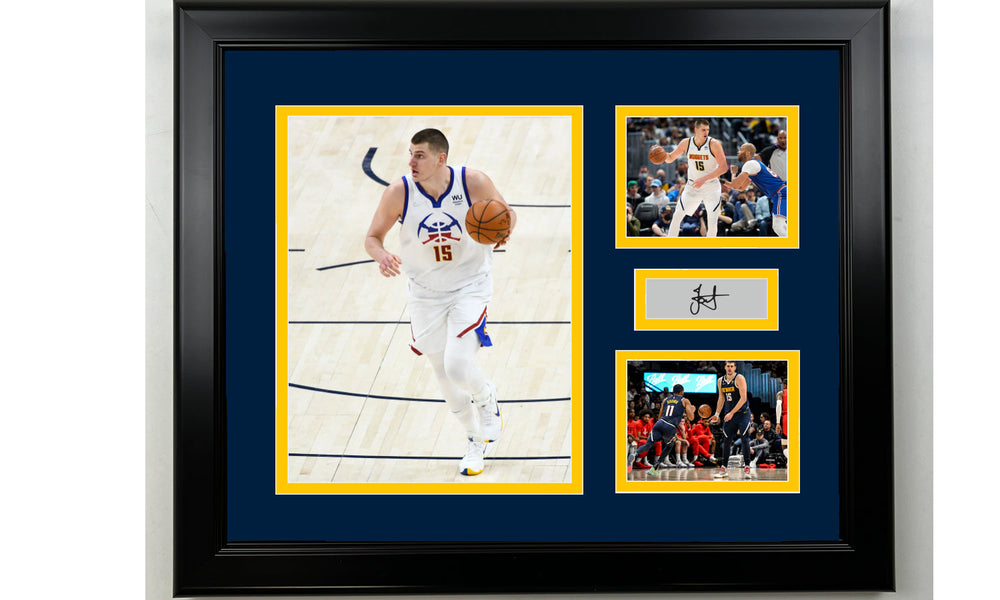 Framed Nikola Jokic Denver Nuggets Facsimile Laser Engraved Signature Basketball 14x11 3 Photo Collage (ONLINE ORDER ONLY)