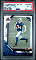 Graded 2025 Panini Instant Tyler Warren #RPSFL40 RPS First Look Rookie RC Football Card PSA 8 Near Mint (ONLINE ORDER ONLY)