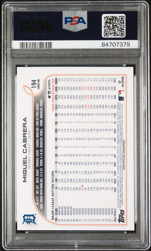 2022 TOPPS COMPLETE SET MIGUEL CABRERA GOLD STAR #194 - PSA 10 (Online Order Only)