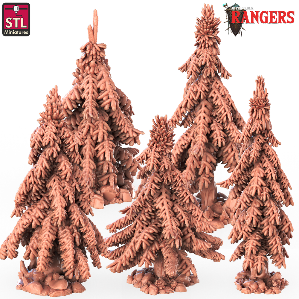 3D Printed STL Miniatures Rangers Trees Set Rangers  28 - 32mm War Gaming D&D (Online Only)