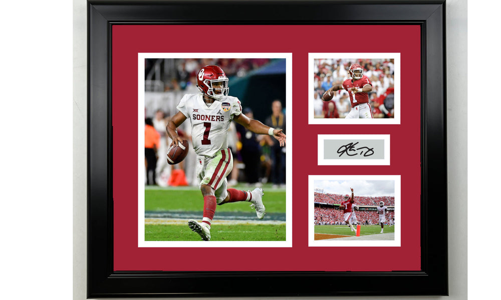 Framed Kyler Murray Oklahoma Sooners Facsimile Laser Engraved Signature NCAA Football 14x11 3 Photo Collage (ONLINE ORDER ONLY)