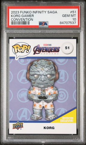 2023 UPPER DECK FUNKO POP MARVEL  KORG GAMER CONVENTION #51  PSA 10 (Online Order Only)
