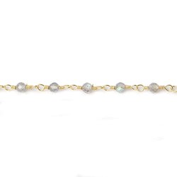 3mm Labradorite micro-faceted rondelle Gold plated Chain by the foot 40 beads (ONLINE ORDER ONLY)