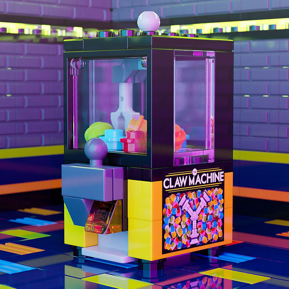 Minifig-Scale Arcade Claw Machine Building Set made from LEGO parts (Online Order Only)
