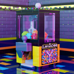 Minifig-Scale Arcade Claw Machine Building Set made from LEGO parts (Online Order Only)