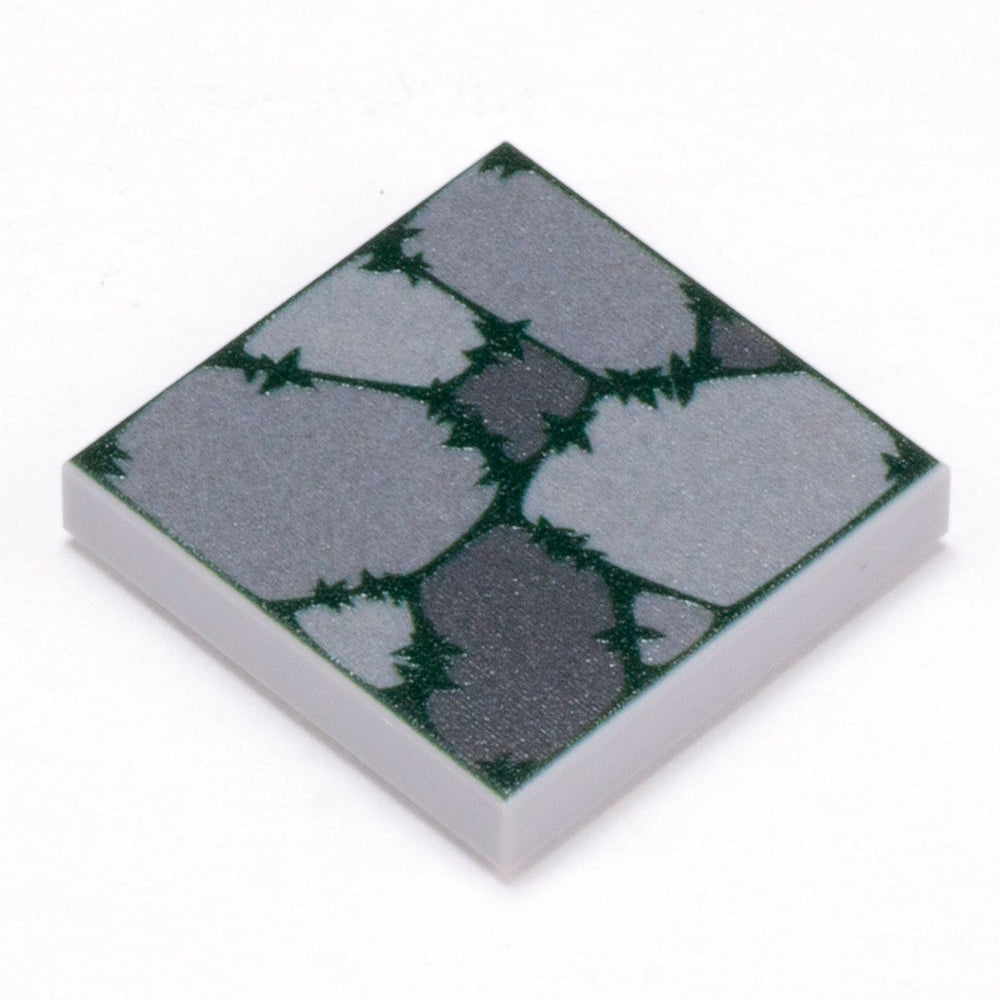 Cobblestone Flooring (Plant Overgrowth) - Custom Printed 2x2 Tile made using LEGO part (Online Order Only)