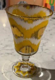Les Ottomans Ikat Gold Wine Glass (Online Order Only)